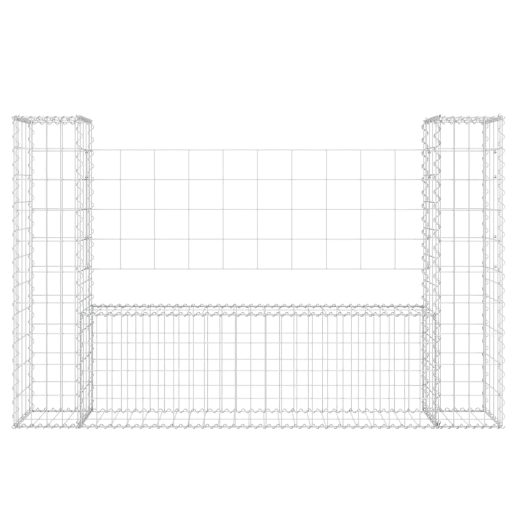 Schanskorf U-vormig met 6 palen 620x20x100 cm ijzer