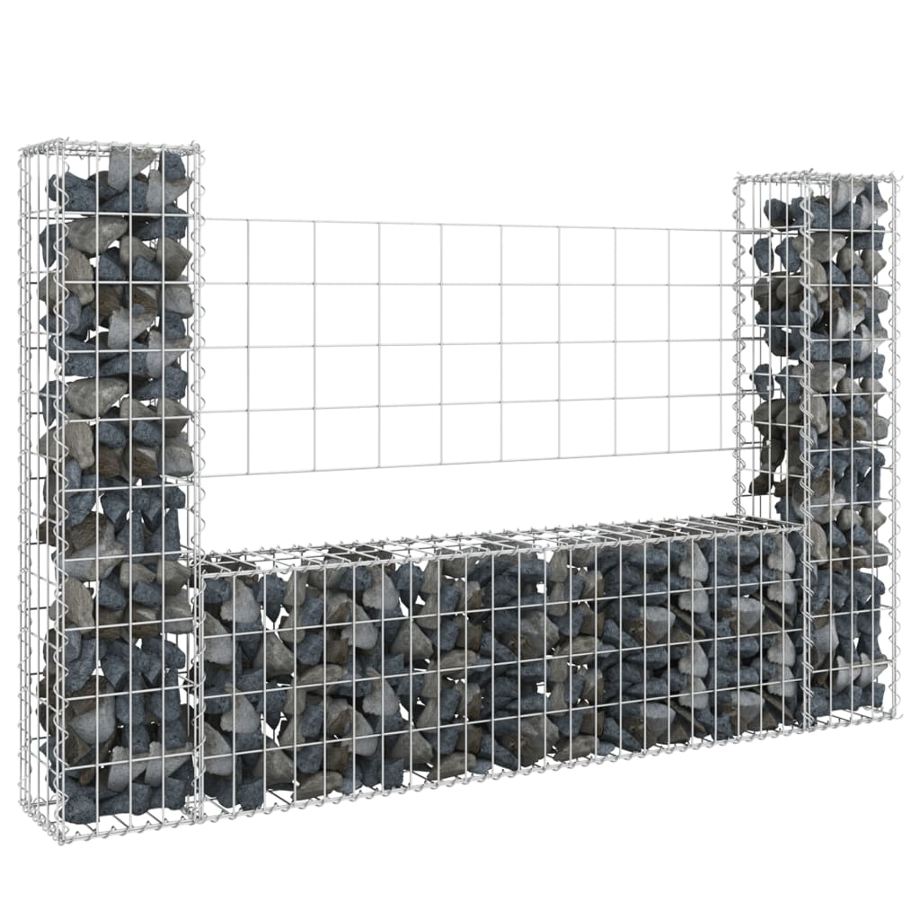 Gabion en U avec 2 poteaux 140x20x100 cm en fer