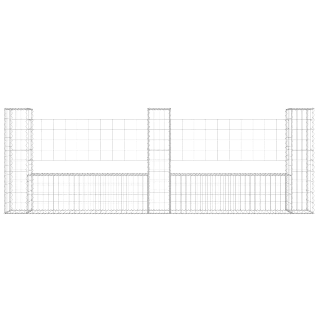 Gabion en U avec 2 poteaux 140x20x100 cm en fer