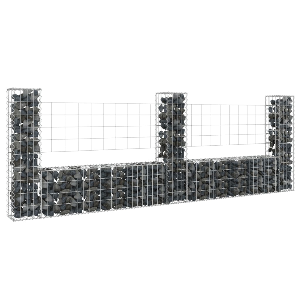 Gabion en U avec 2 poteaux 140x20x100 cm en fer