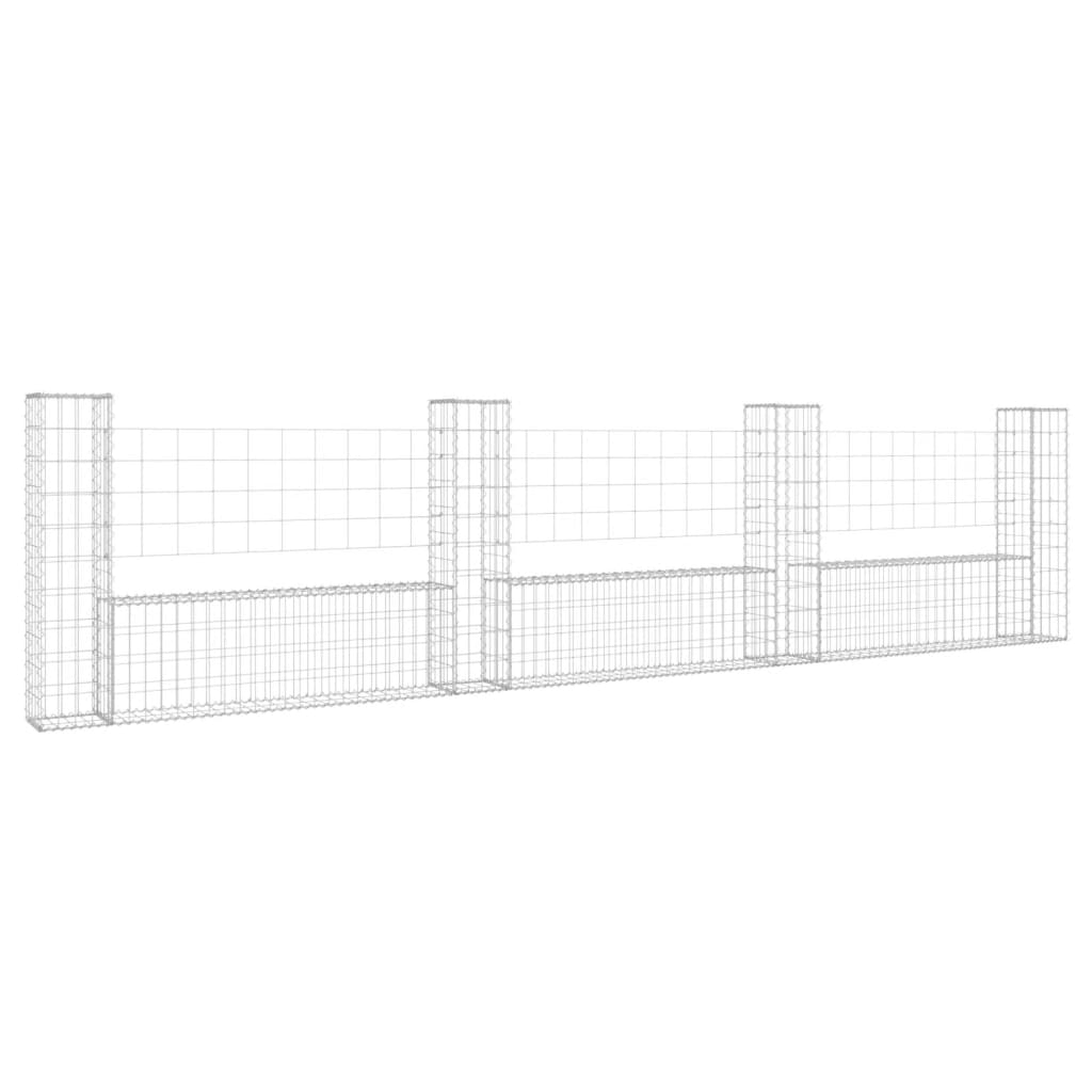 Gabion en U avec 2 poteaux 140x20x100 cm en fer