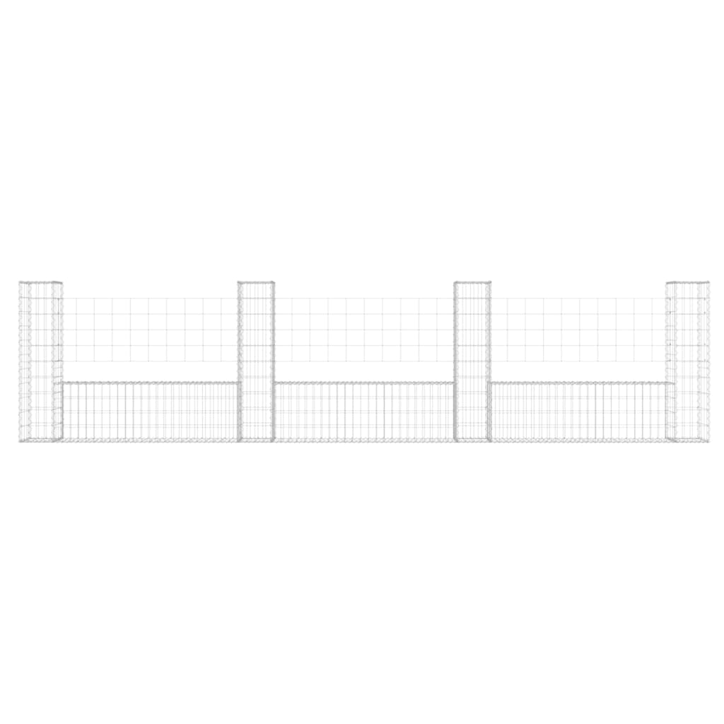 Schanskorf U-vormig met 6 palen 620x20x100 cm ijzer