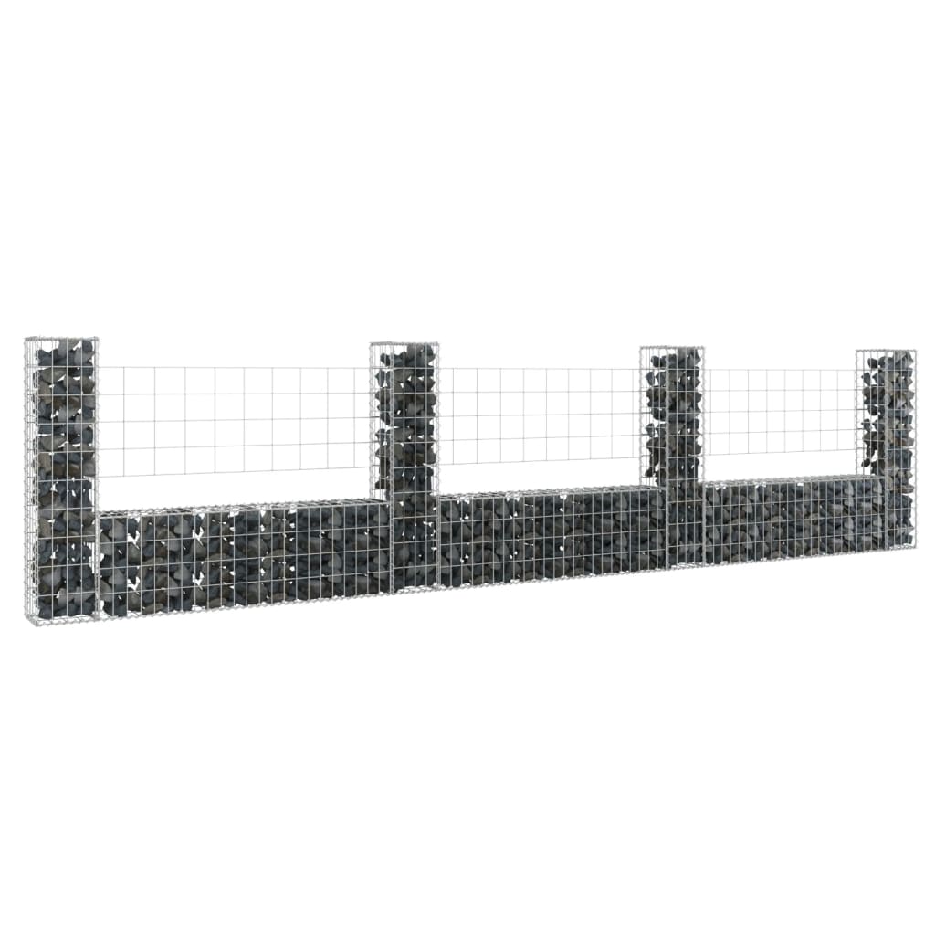 Gabion en U avec 2 poteaux 140x20x100 cm en fer