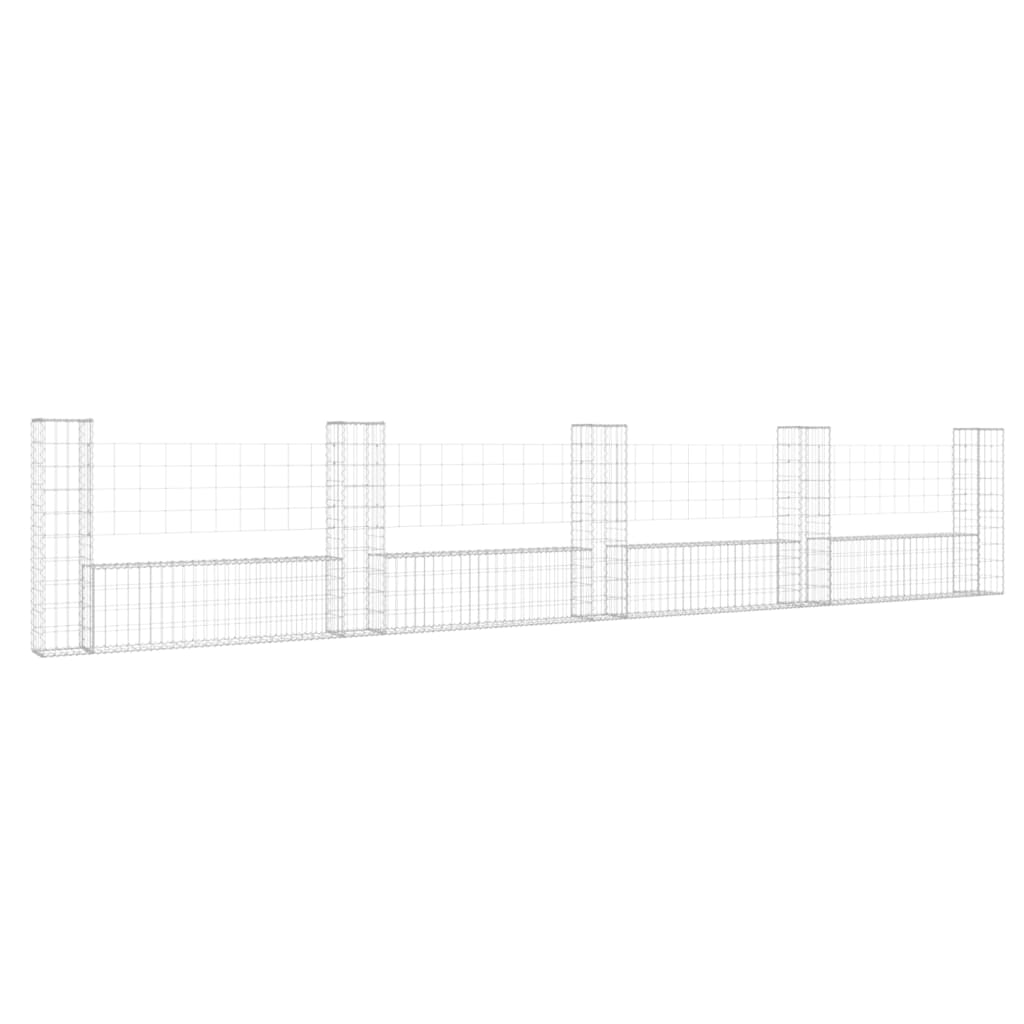 Gabion en U avec 2 poteaux 140x20x100 cm en fer