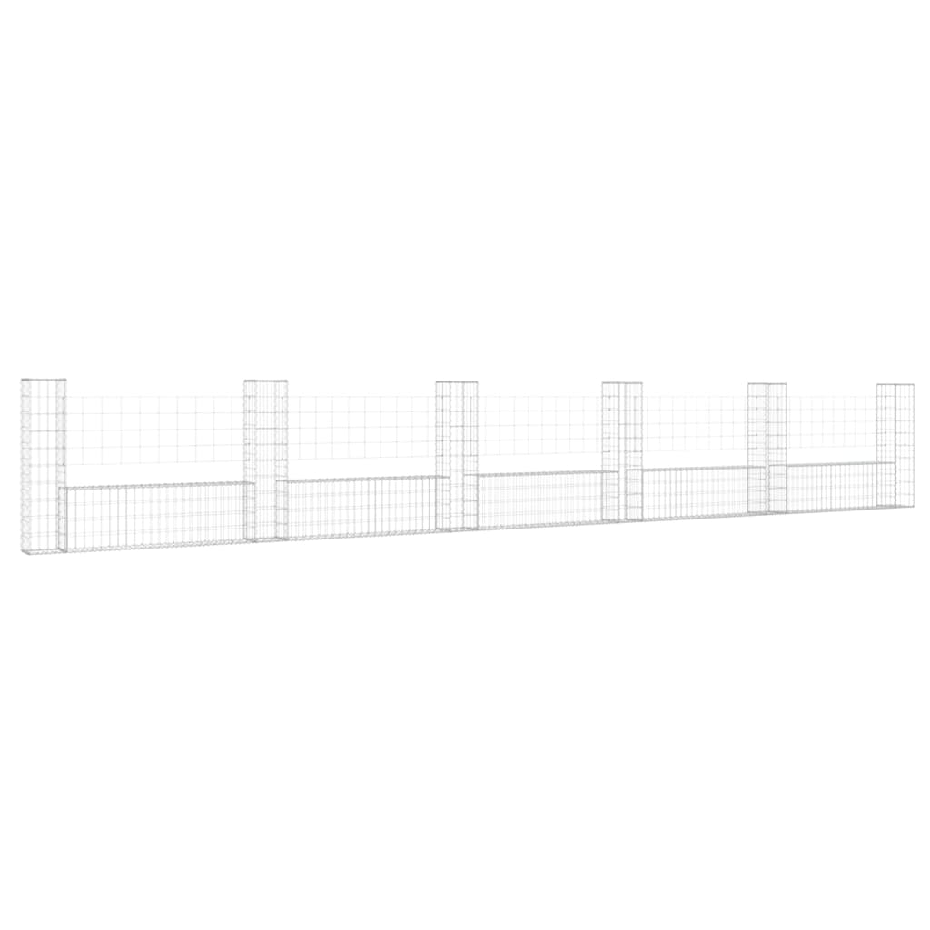 Schanskorf U-vormig met 6 palen 620x20x100 cm ijzer