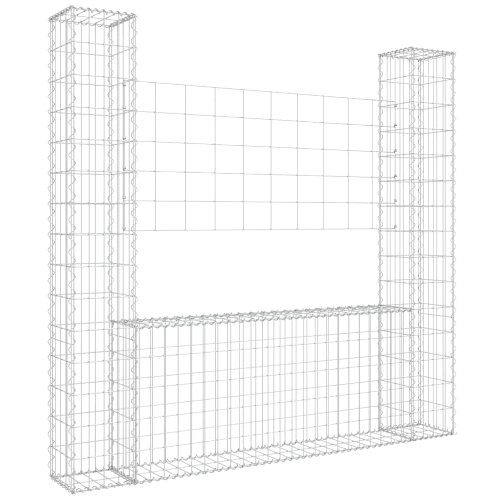 Schanskorf U-vormig met 6 palen 620x20x100 cm ijzer