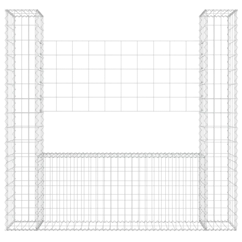 Schanskorf U-vormig met 6 palen 620x20x100 cm ijzer