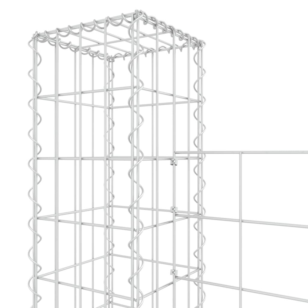 Schanskorf U-vormig met 6 palen 620x20x100 cm ijzer