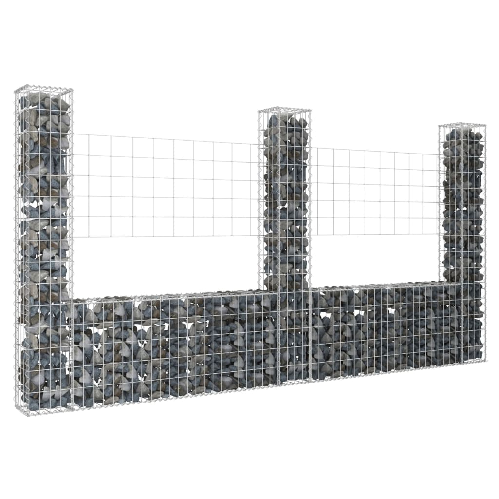 Gabion en U avec 2 poteaux 140x20x100 cm en fer