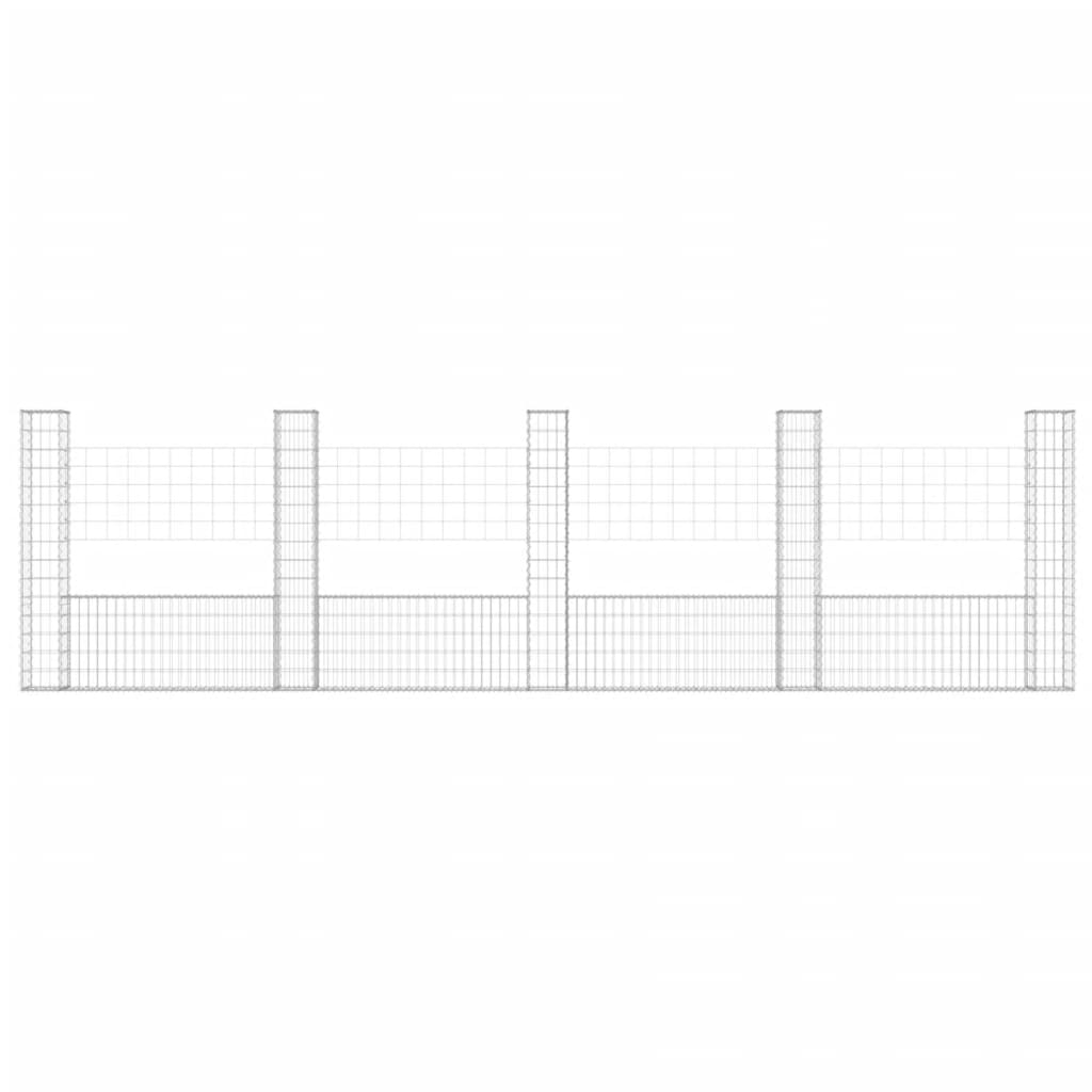 Schanskorf U-vormig met 6 palen 620x20x100 cm ijzer