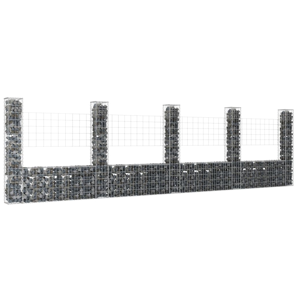 Gabion en U avec 2 poteaux 140x20x100 cm en fer