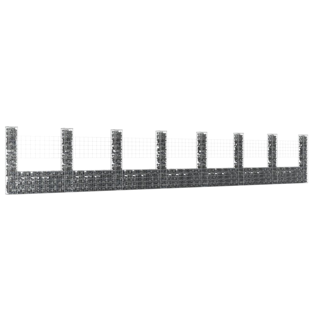 Gabion en U avec 2 poteaux 140x20x100 cm en fer