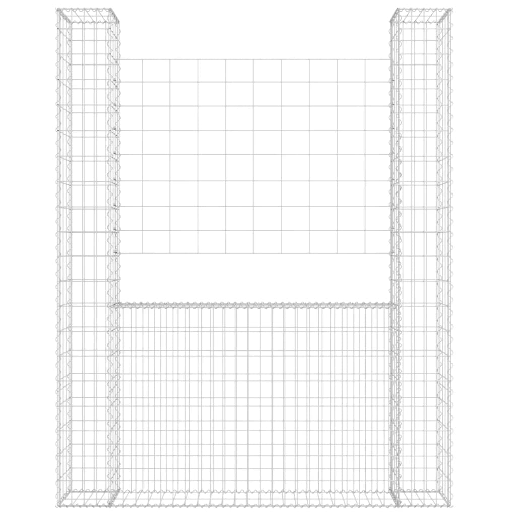 Schanskorf U-vormig met 6 palen 620x20x100 cm ijzer