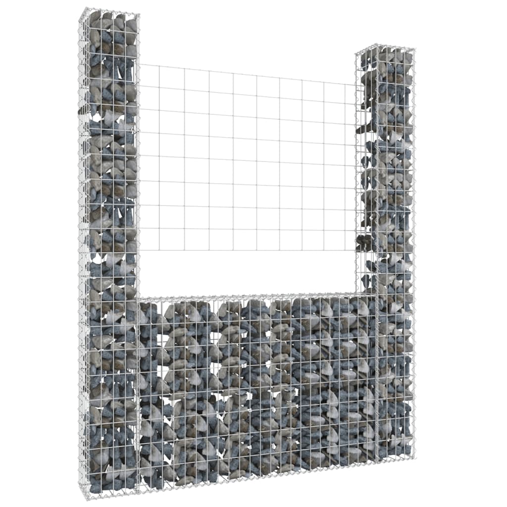 Gabion en U avec 2 poteaux 140x20x100 cm en fer