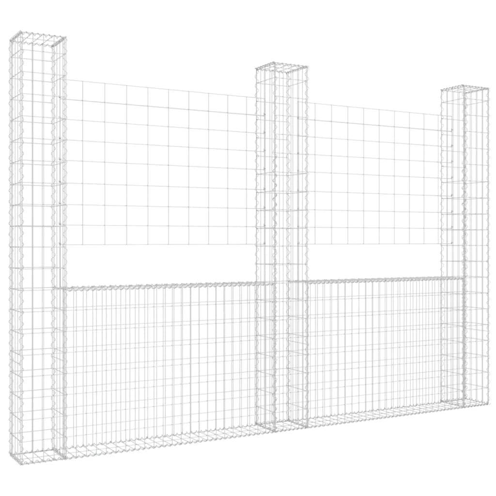 Gabion en U avec 2 poteaux 140x20x100 cm en fer