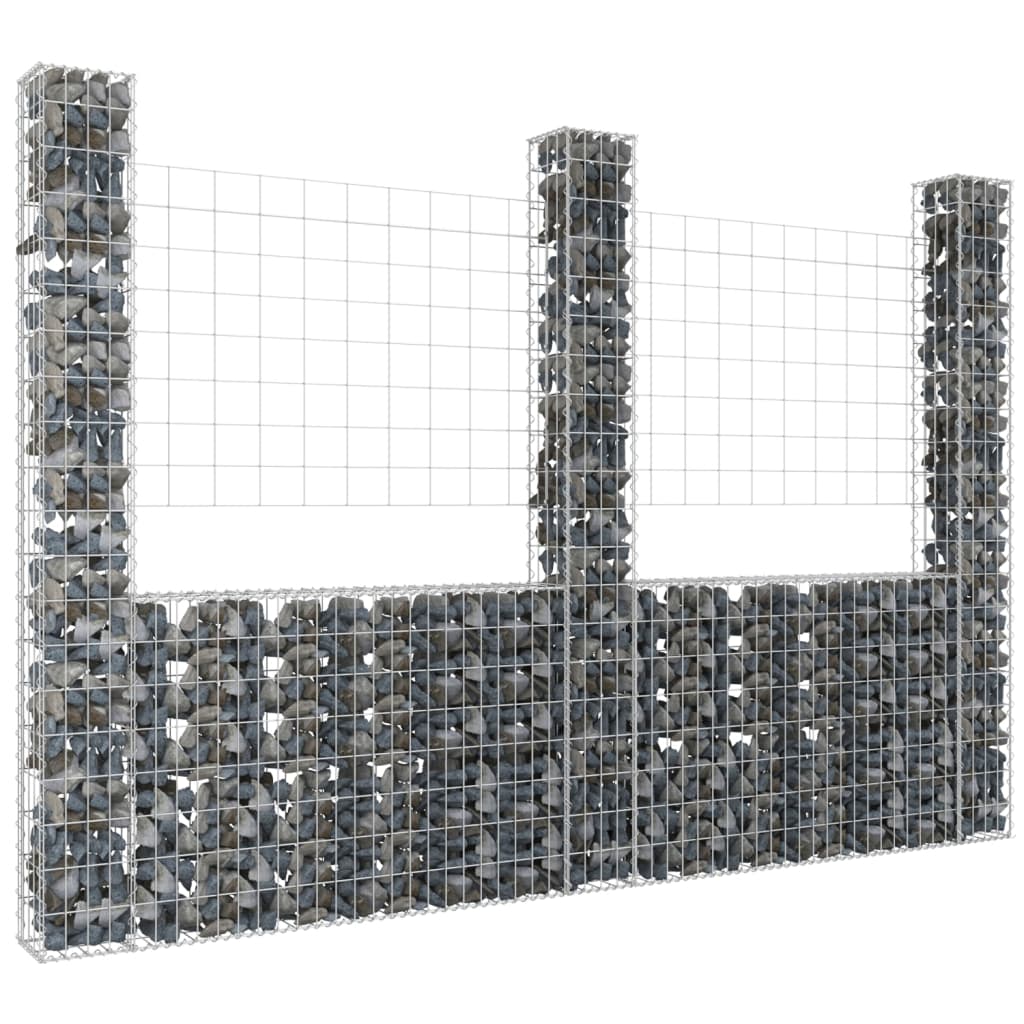 Gabion en U avec 2 poteaux 140x20x100 cm en fer