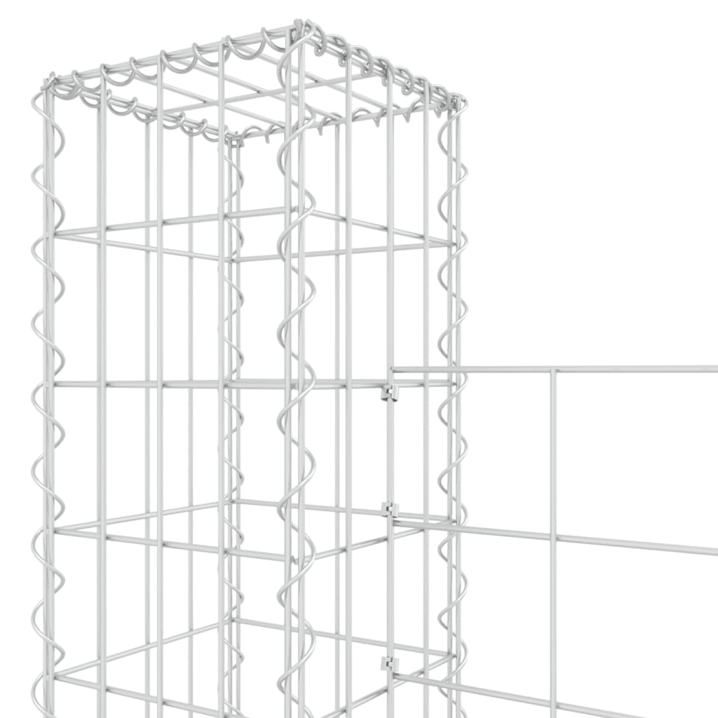 Schanskorf U-vormig met 6 palen 620x20x100 cm ijzer