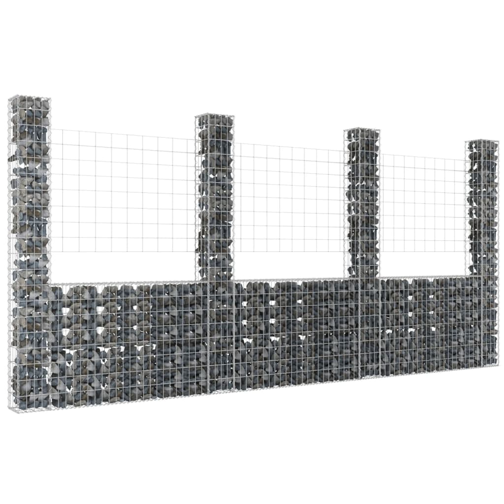 Gabion en U avec 2 poteaux 140x20x100 cm en fer