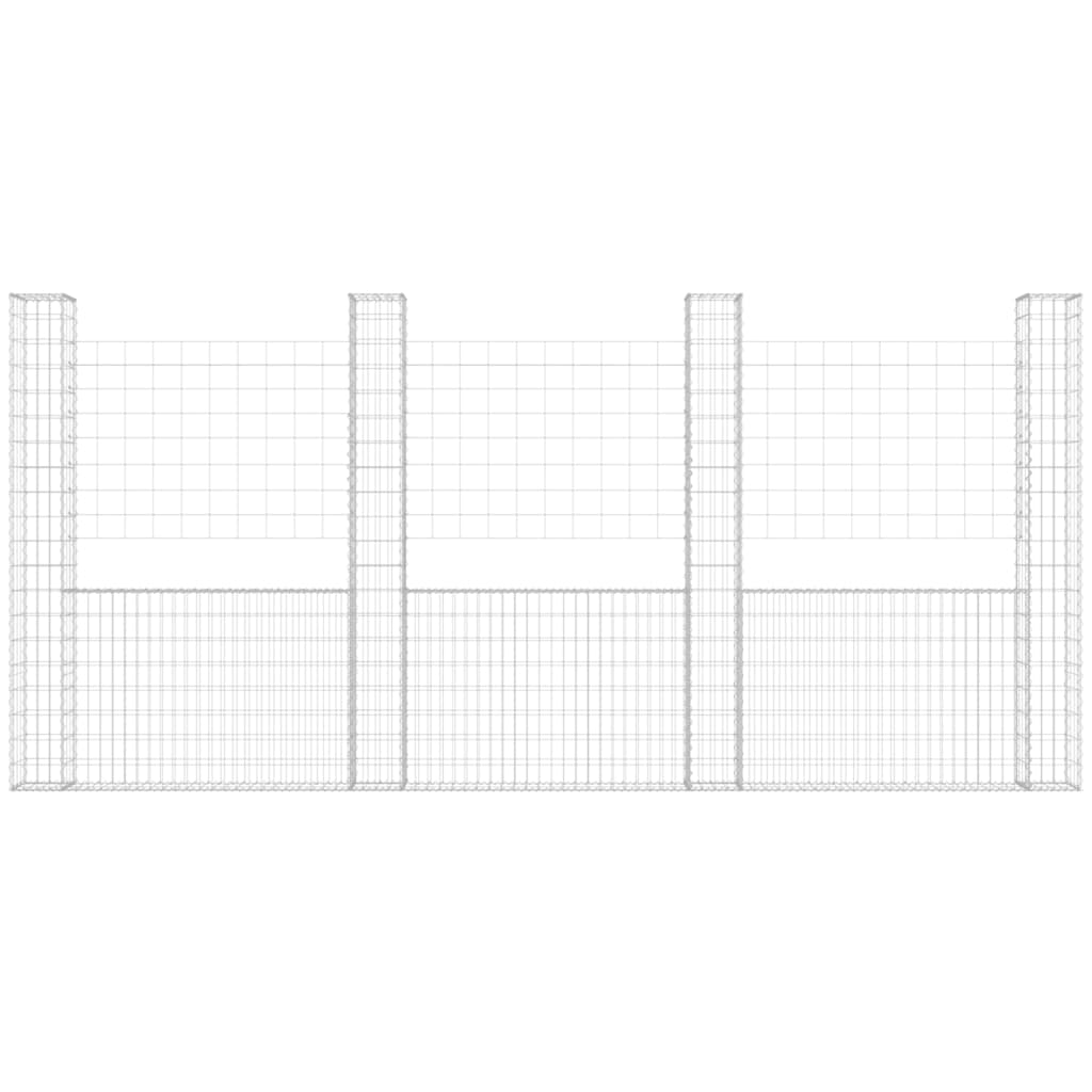 Schanskorf U-vormig met 6 palen 620x20x100 cm ijzer