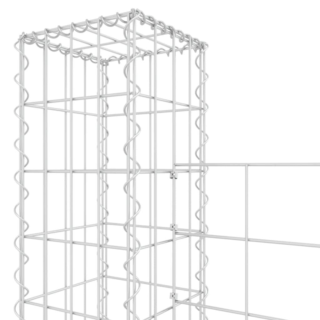 Schanskorf U-vormig met 6 palen 620x20x100 cm ijzer