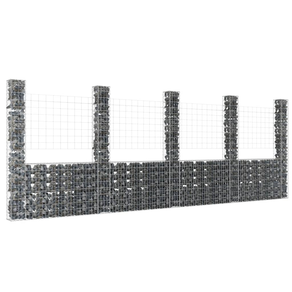 Gabion en U avec 2 poteaux 140x20x100 cm en fer