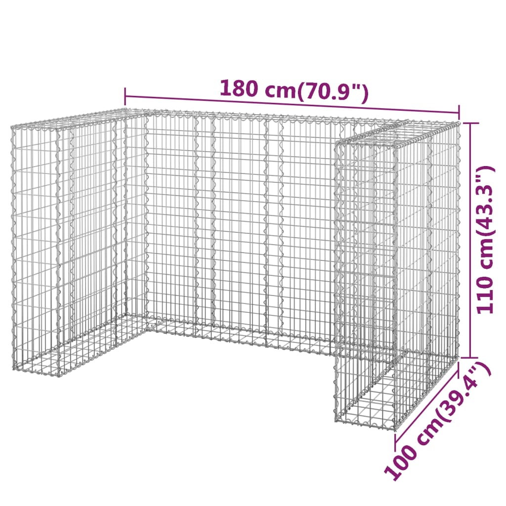 Gabion pour conteneurs 254x100x110 cm en acier galvanisé