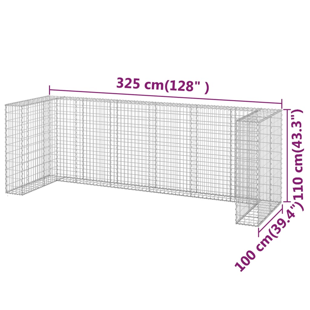 Schanskorf voor containers 254x100x110 cm gegalvaniseerd staal