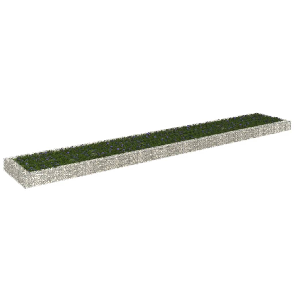 Jardinière gabion surélevée 400x100x20 cm en acier galvanisé