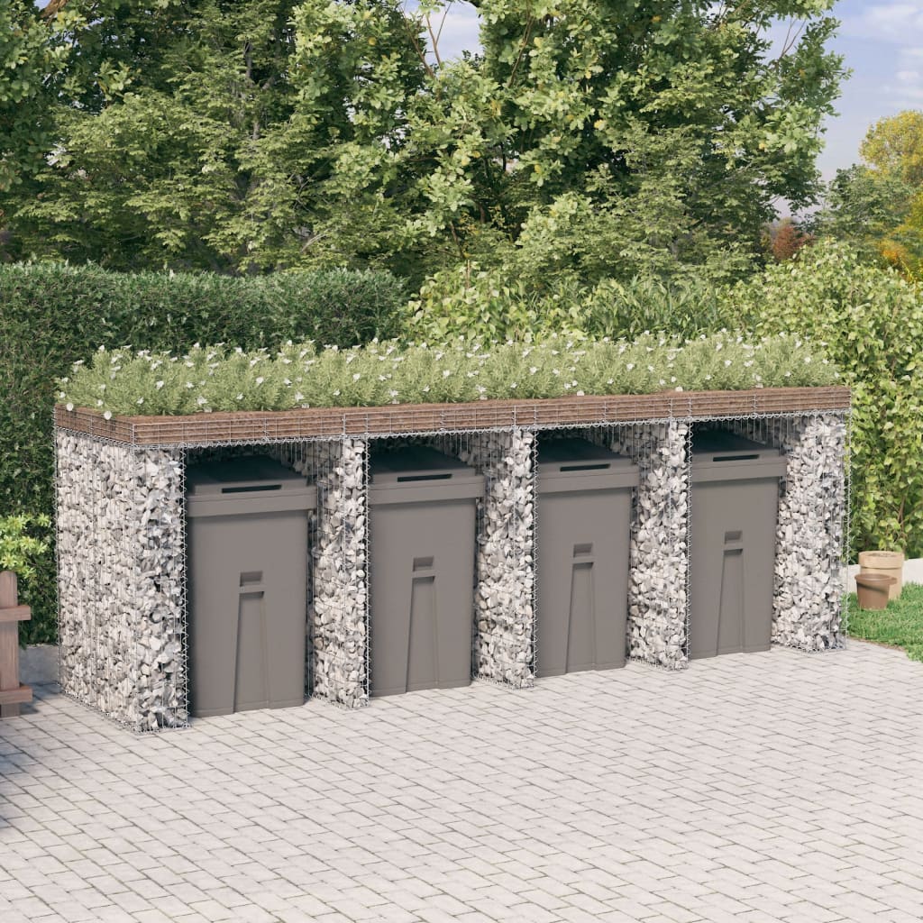 Panier gabion pour poubelle 270x91x120 cm en fer galvanisé