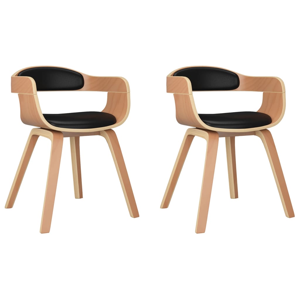 Chaises de salle à manger 2 pcs bois courbé cuir artificiel couleur crème