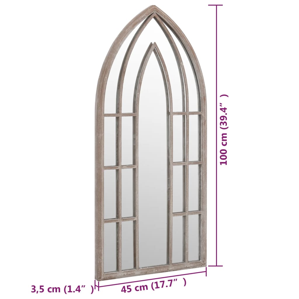 Miroir de jardin 70x30 cm fer couleur sable