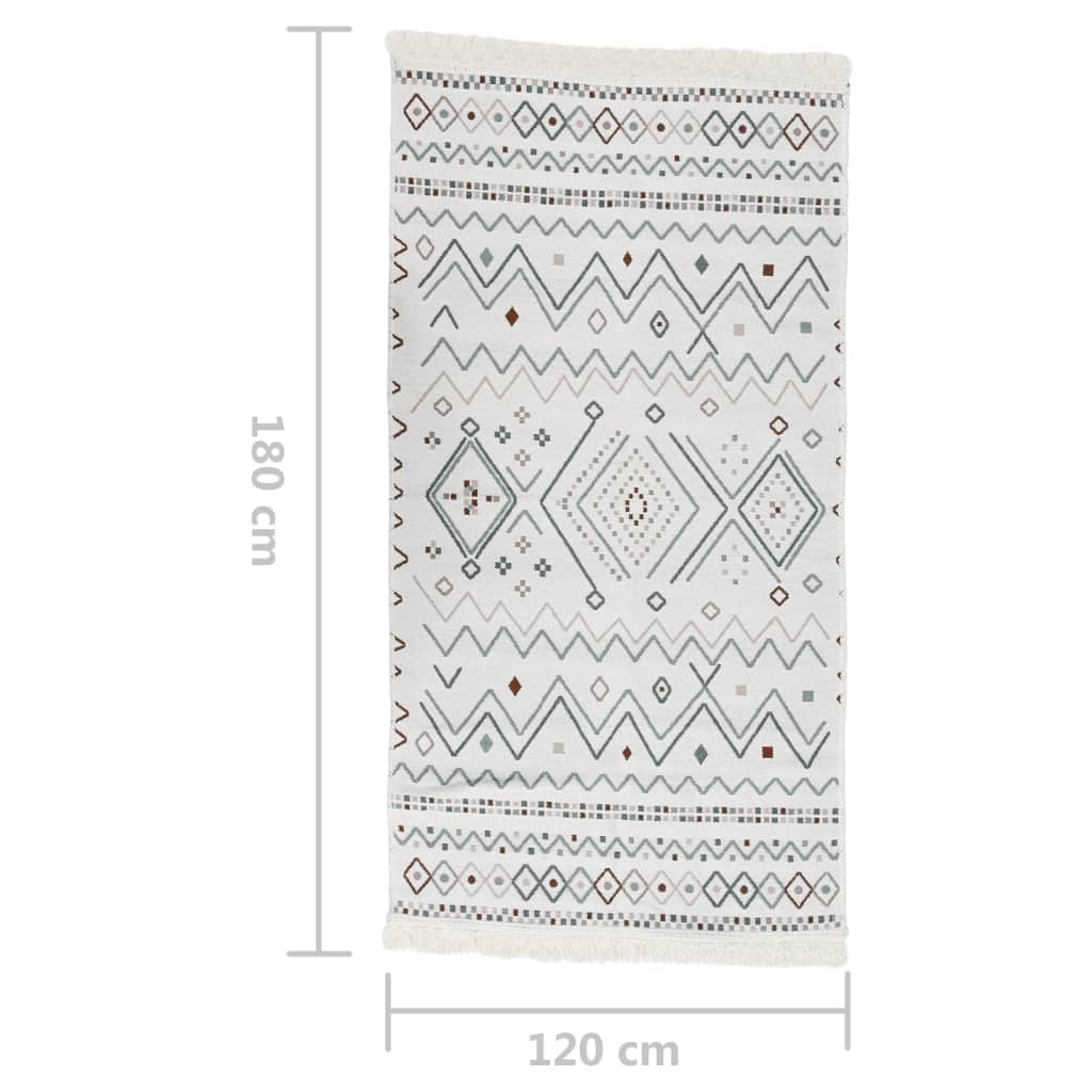 Tapis 120x180 cm coton beige et bleu