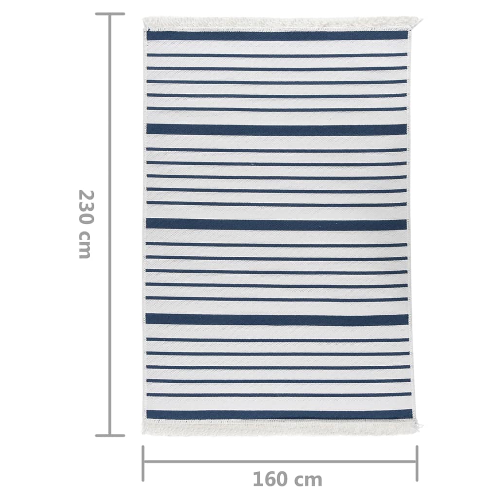 Tapis 160x230 cm coton bleu marine