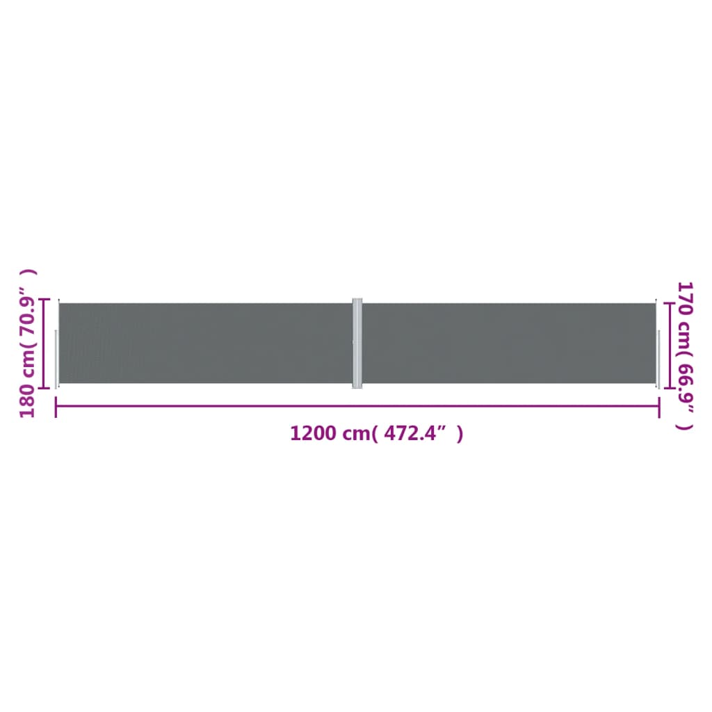 Windscherm uittrekbaar 180x1200 cm crèmekleurig