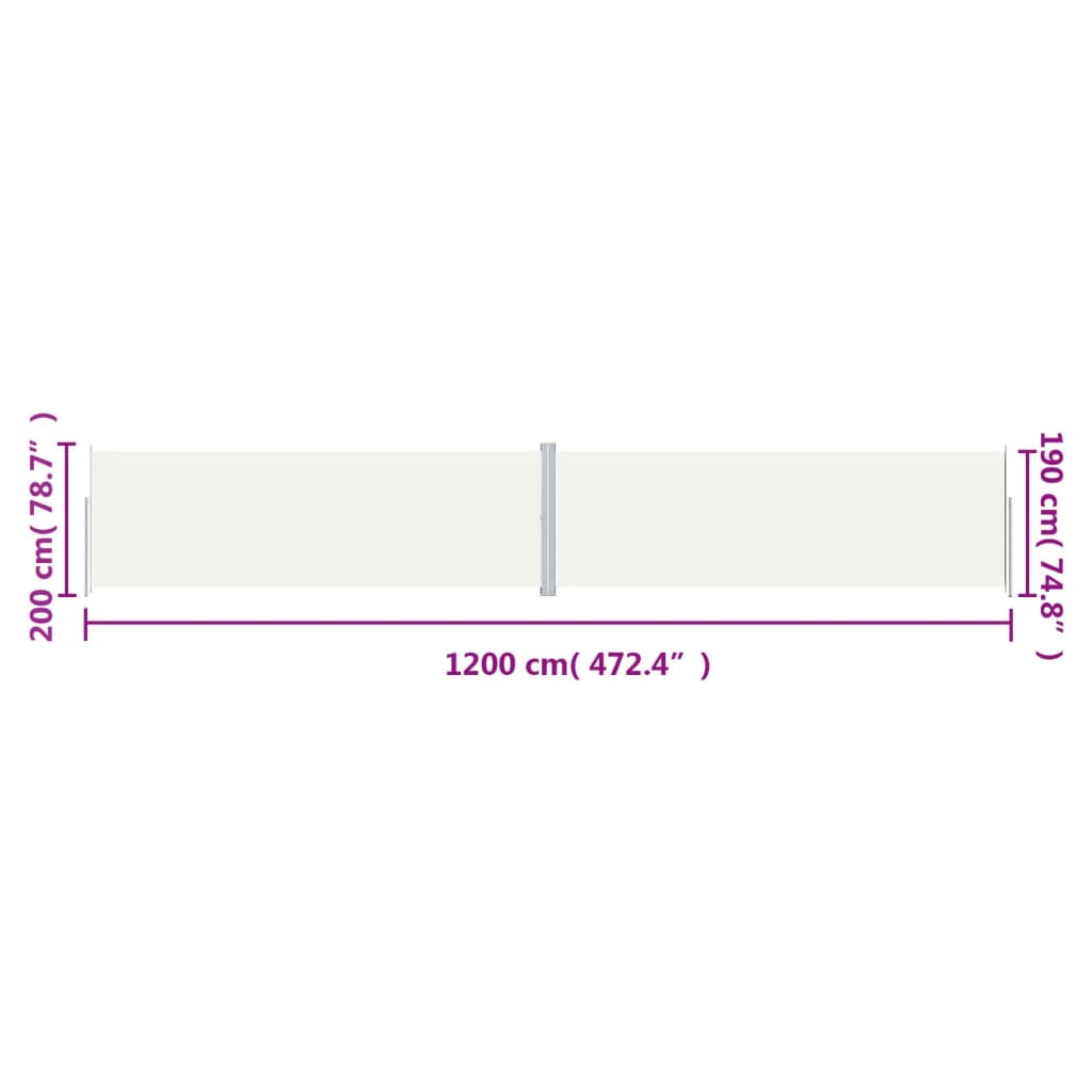 Windscherm uittrekbaar 180x1200 cm crèmekleurig