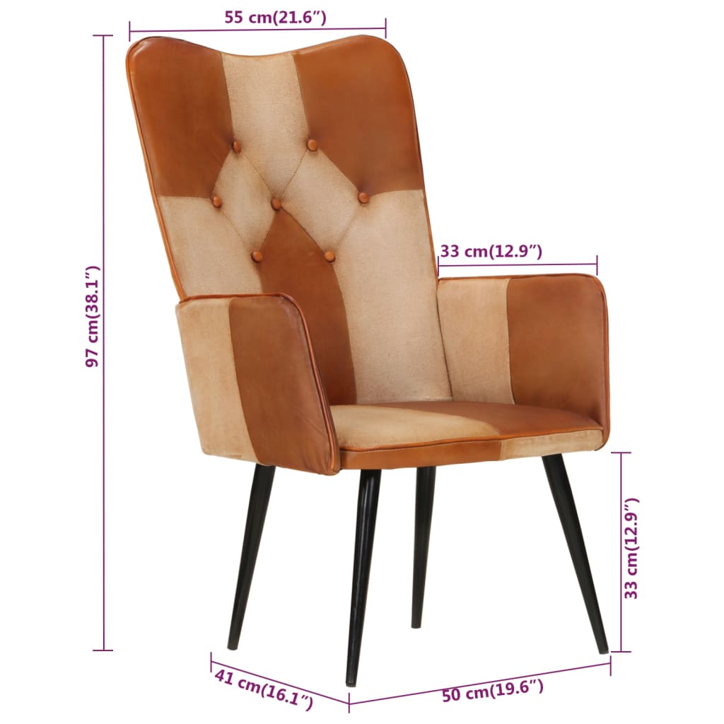 Fauteuil echt leer