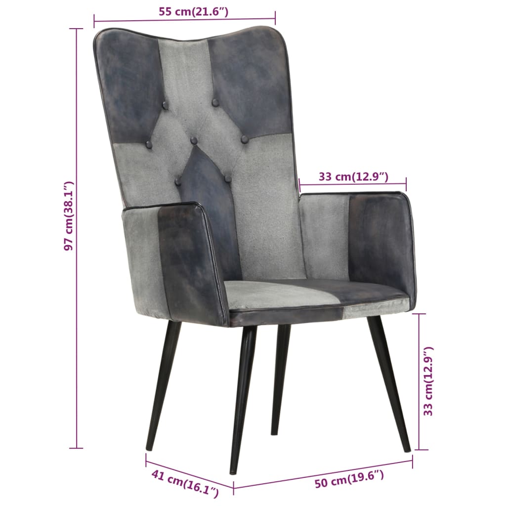 Fauteuil echt leer