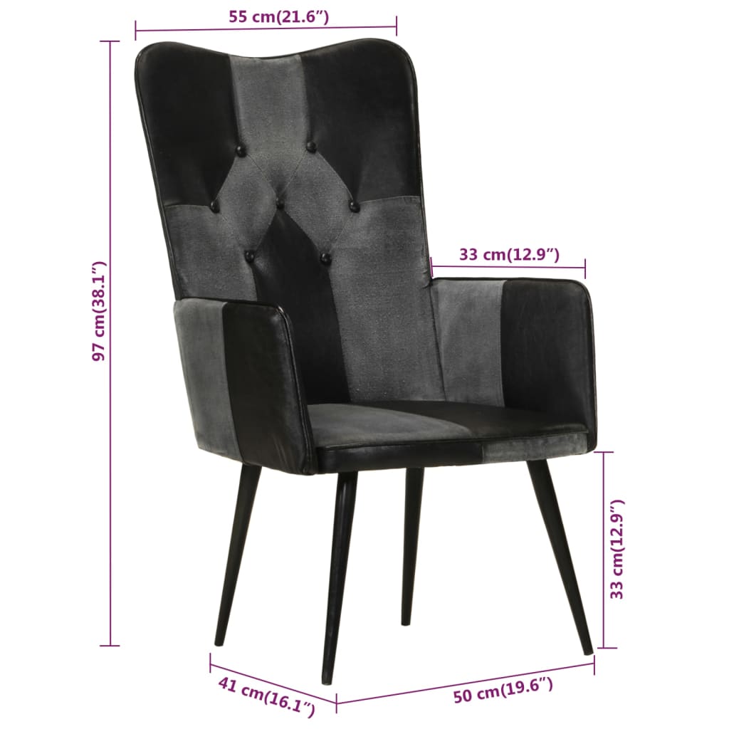 Fauteuil echt leer