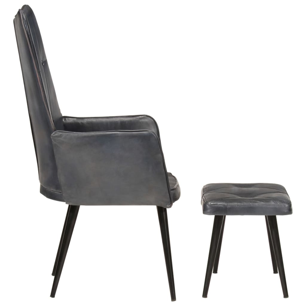 Fauteuil met voetensteun echt leer