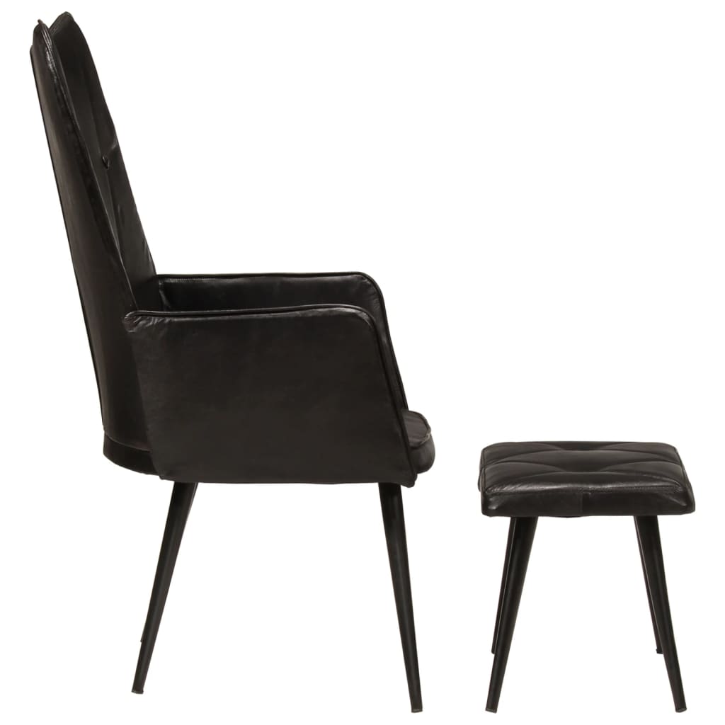 Fauteuil met voetensteun echt leer