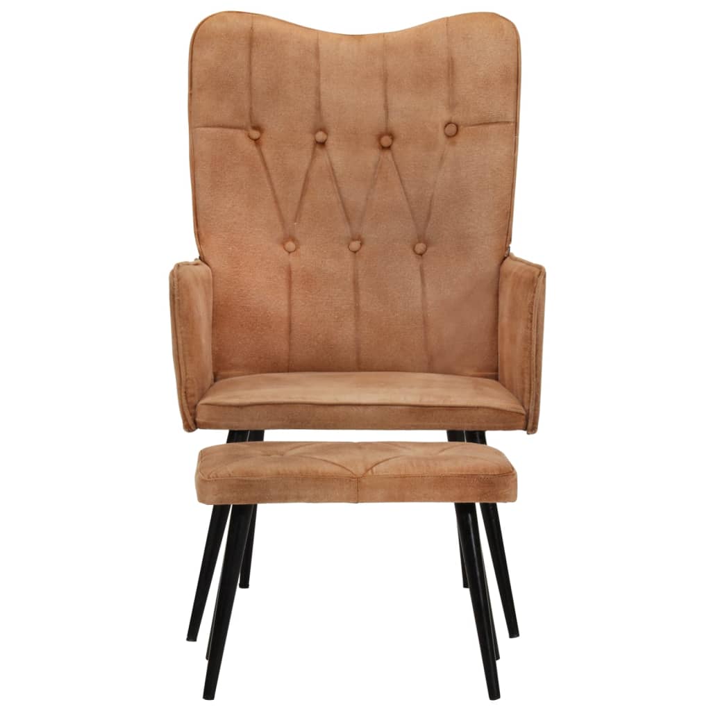 Fauteuil met voetensteun echt leer