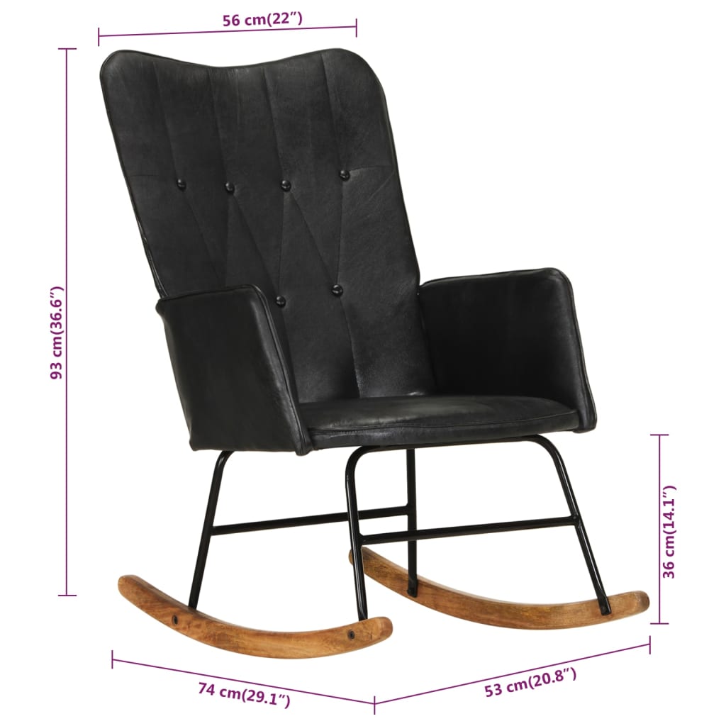 Fauteuil à bascule en cuir véritable