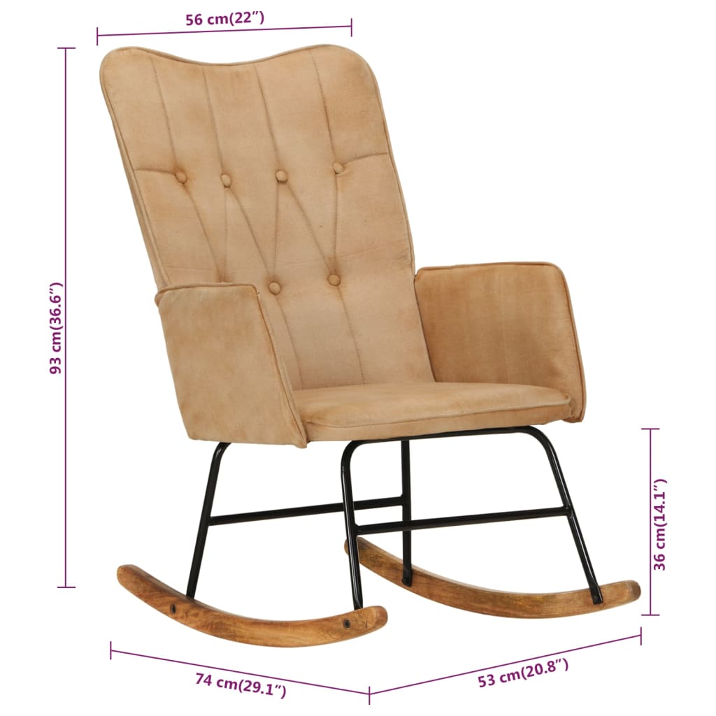 Fauteuil à bascule en cuir véritable