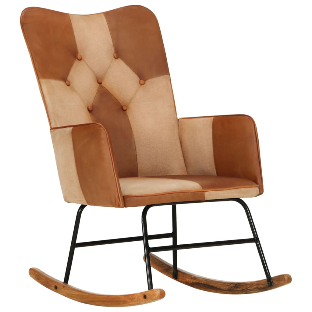 Fauteuil à bascule en cuir véritable