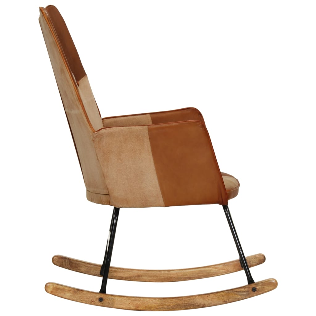 Fauteuil à bascule en cuir véritable