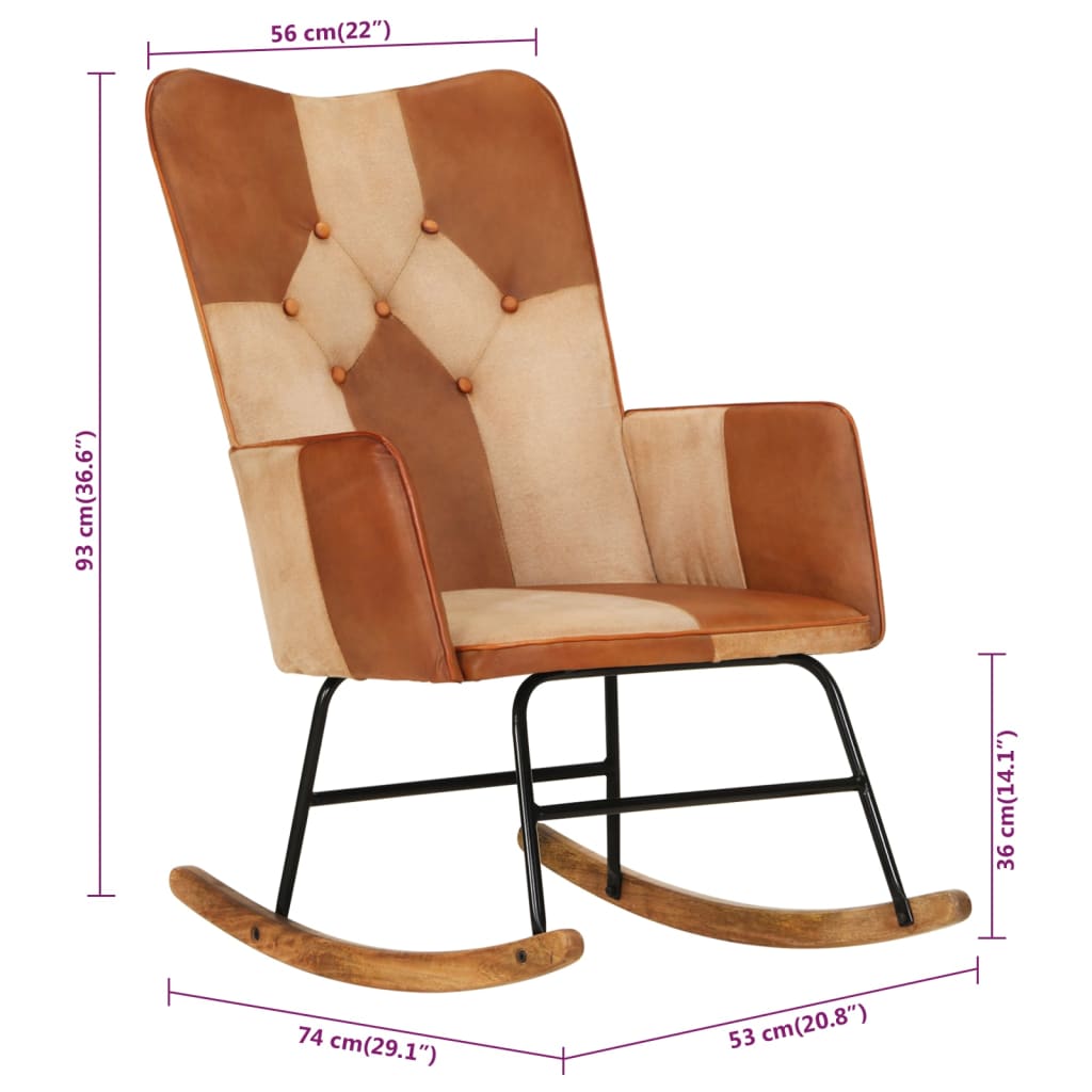 Fauteuil à bascule en cuir véritable