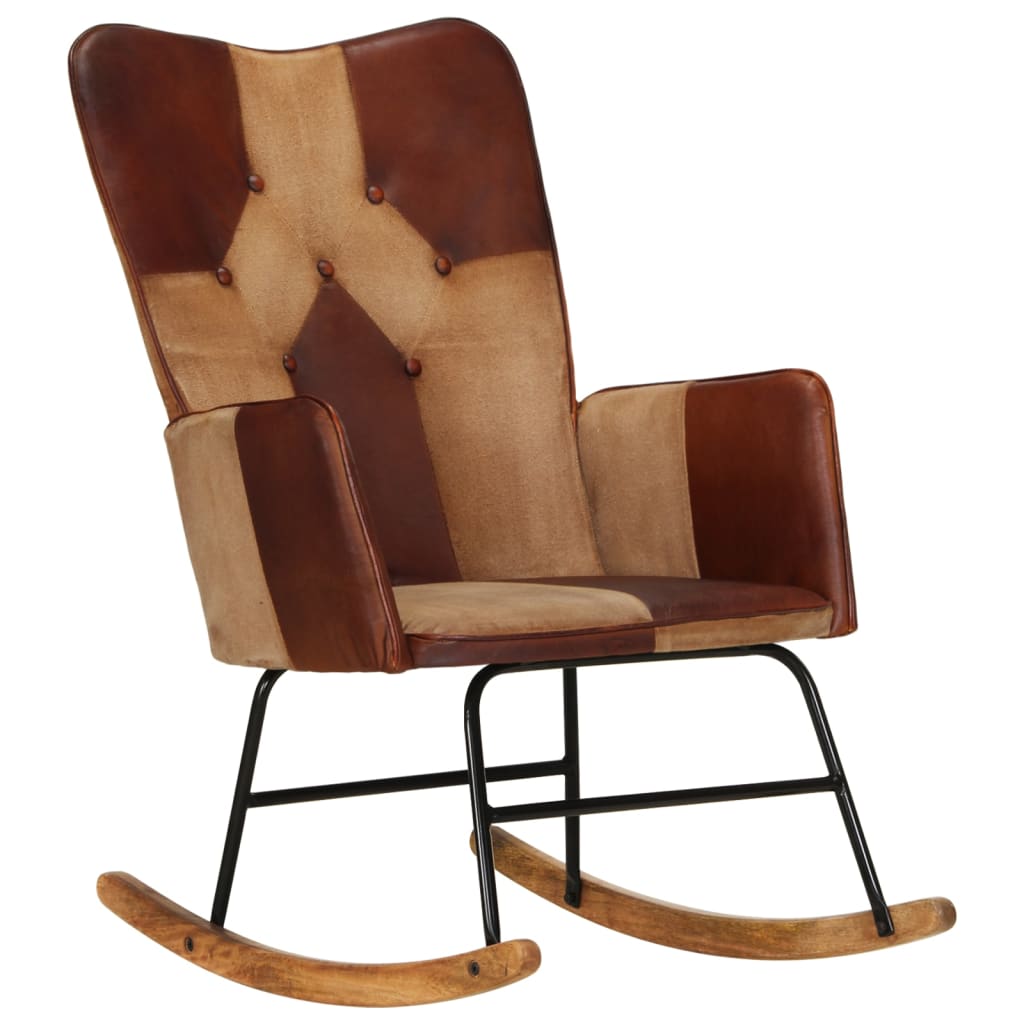 Fauteuil à bascule en cuir véritable