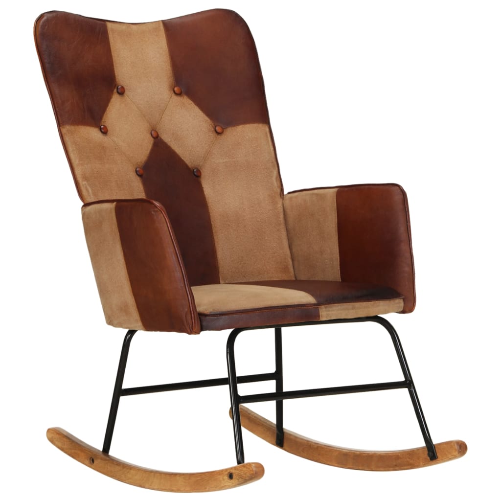 Fauteuil à bascule en cuir véritable