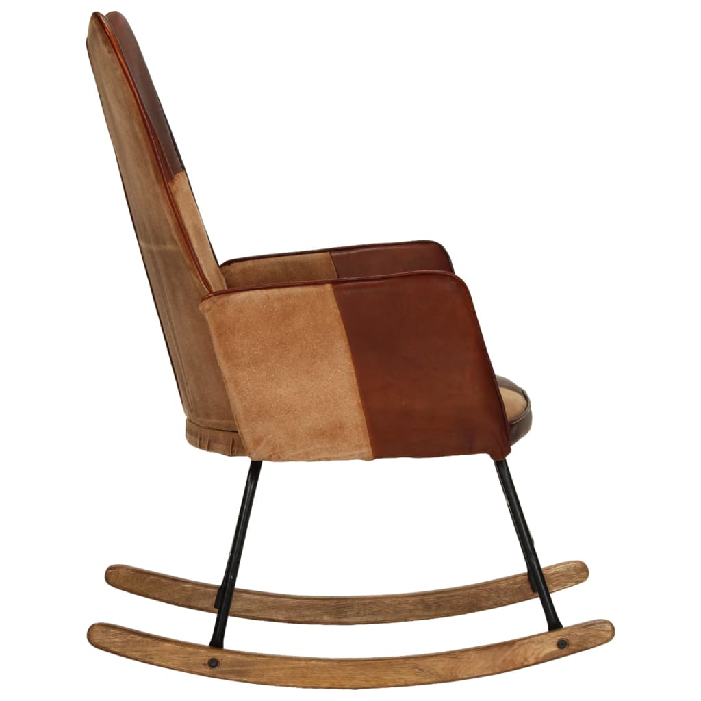 Fauteuil à bascule en cuir véritable