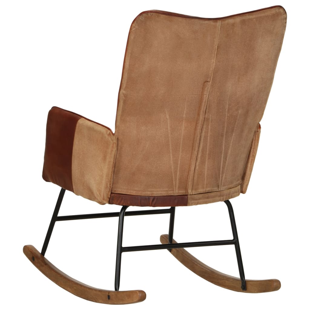 Fauteuil à bascule en cuir véritable